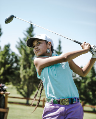 Golfer showing good swing